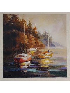 Harboured Under Trees Boats Canvas